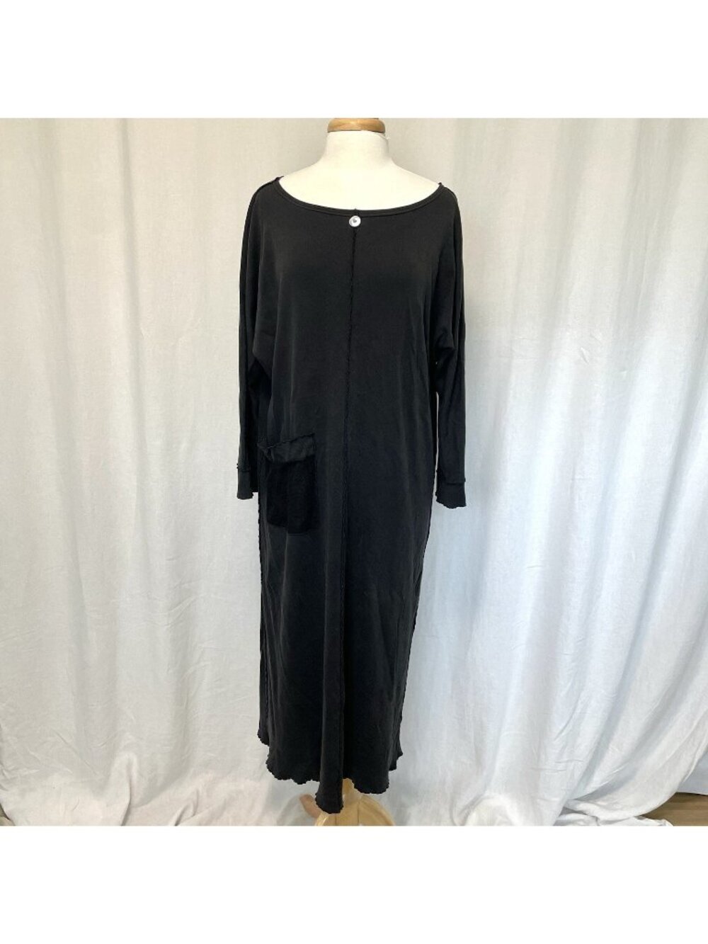 Art to Wear Lagenlook Long Sleeve Jersey Knit Shirt Dress Witchy Black size L/XL